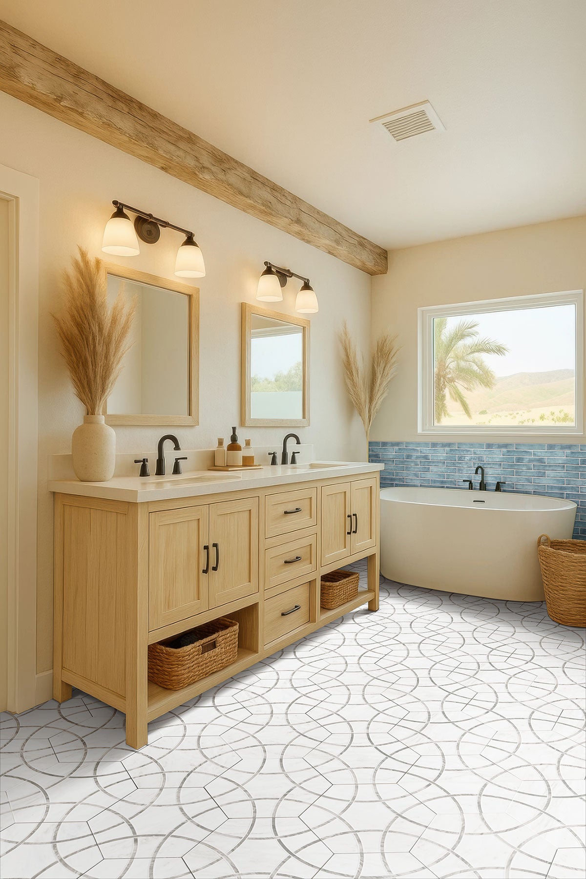 MSI Stella Oceano 2 x 10 Glossy Porcelain tile (NSTEOCE2X10G) – MSI room scene (bathroom)
