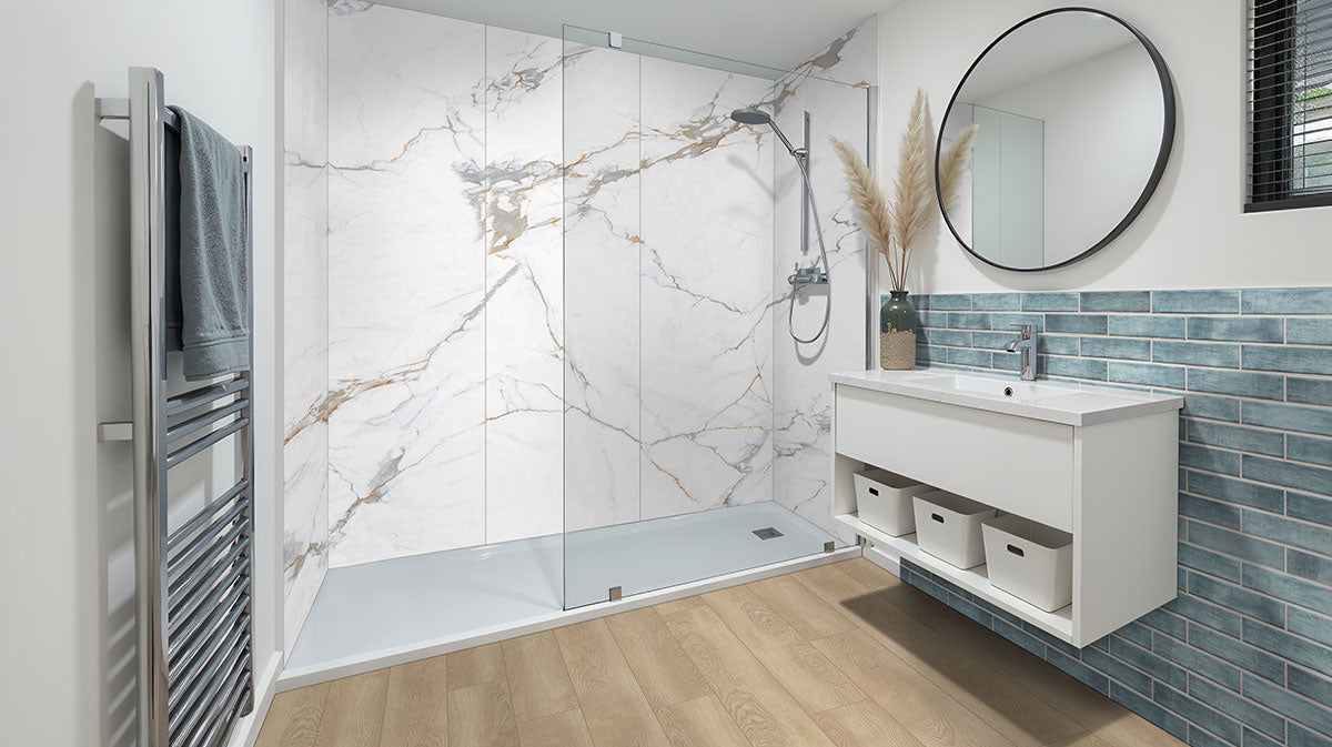 MSI Stella Oceano 2 x 10 Glossy Porcelain tile (NSTEOCE2X10G) – MSI room scene (bathroom)