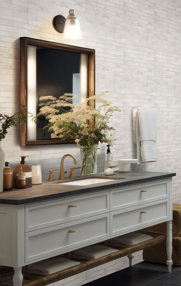 MSI Stella Rhino 2 x 10 Glossy Porcelain tile (NSTERHI2X10G) – MSI room scene (bathroom)
