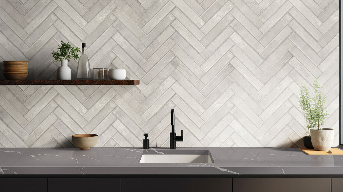 MSI Stella Rhino 2 x 10 Glossy Porcelain tile (NSTERHI2X10G) – MSI room scene (kitchen)