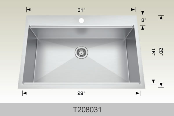 Bosco T208031 31" x 20" Standard Series Plus Drop-In Kitchen Sink