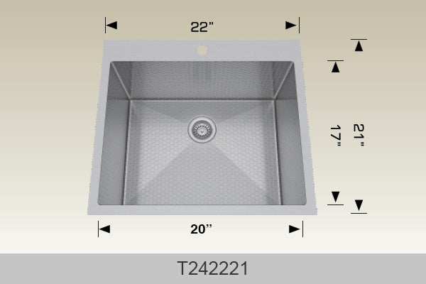 Bosco T242221 22" x 20" Textured Standard Laundry Series Drop-In Laundry Sink