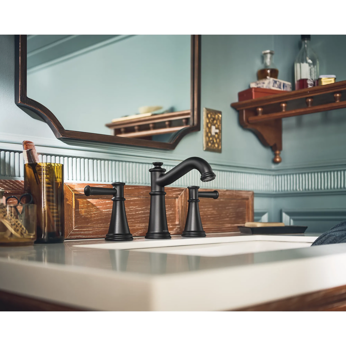 Moen Belfield Two-Handle High-Arc Bathroom Faucet T6405 in Matte Black (T6405BL) - view 2