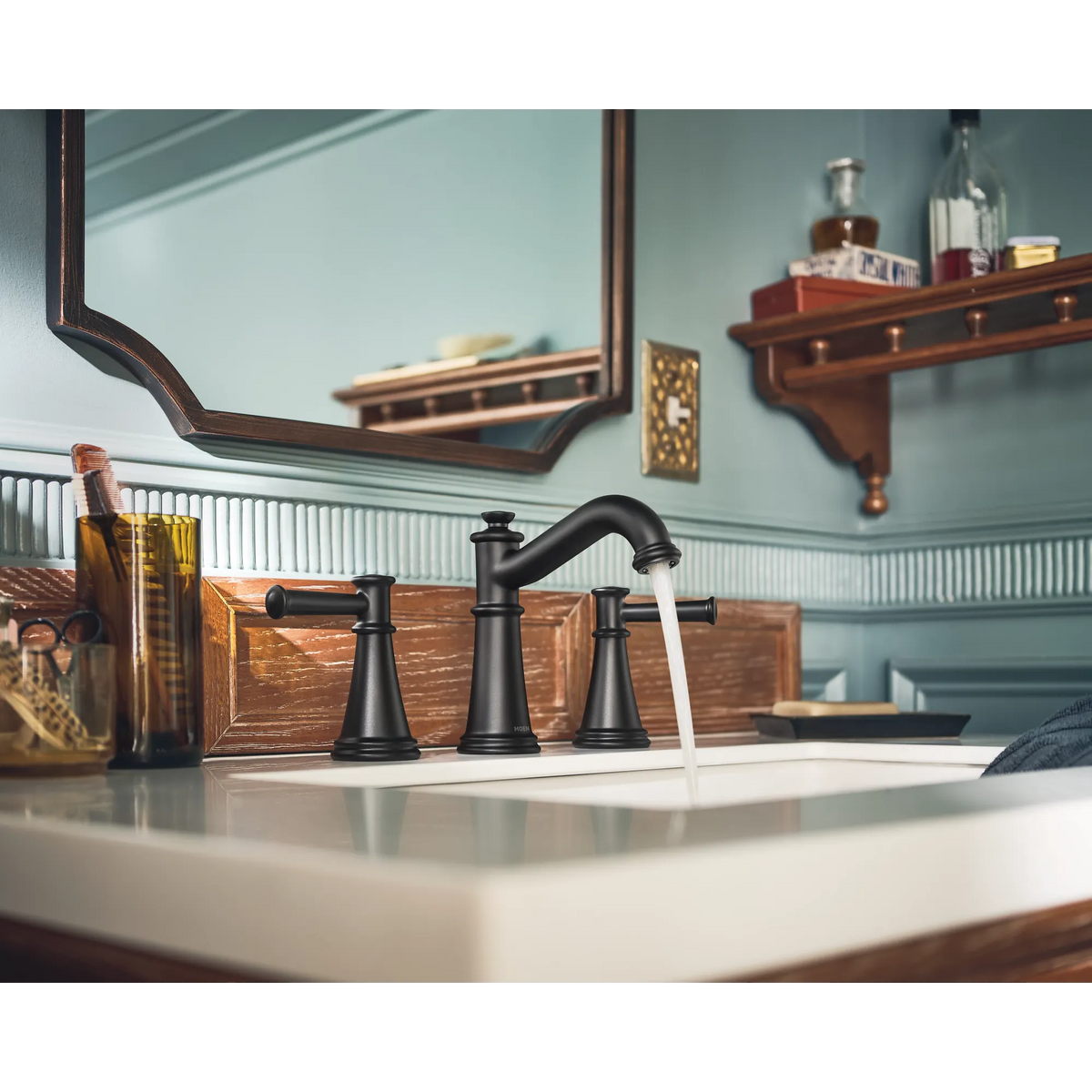 Moen Belfield Two-Handle High-Arc Bathroom Faucet T6405 in Matte Black (T6405BL) - view 3