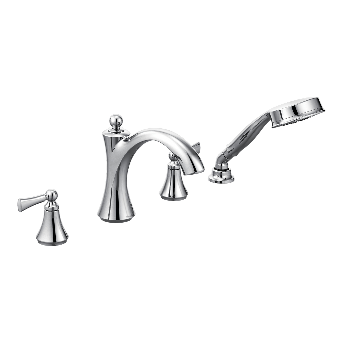 Moen Wynford Two-Handle Diverter Roman Tub Faucet With Hand Shower T654 in Chrome (T654)