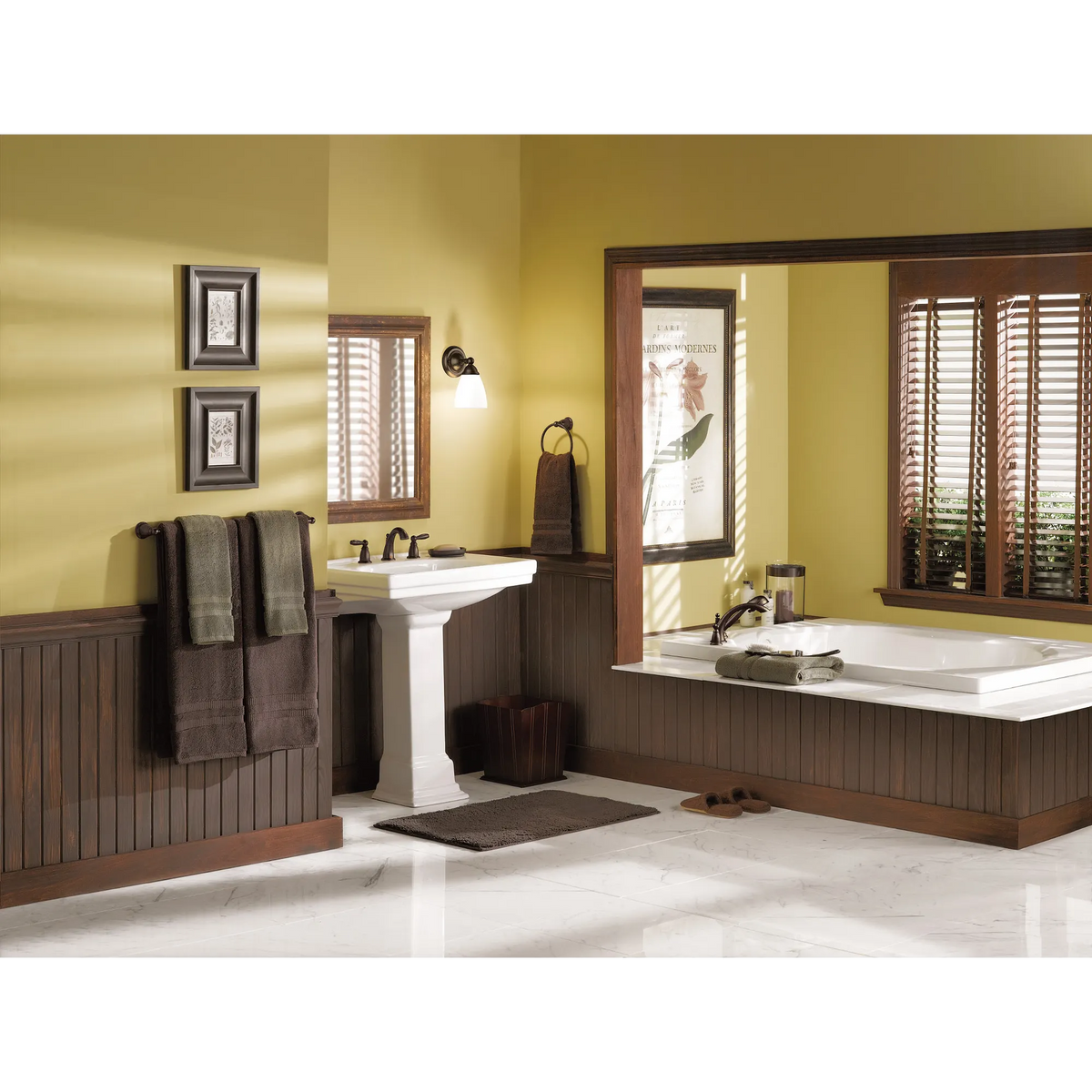 Moen Brantford Two-Handle Low-Arc Roman Tub Faucet With Hand Shower T924 in Brushed Nickel (T924BN) - view 2