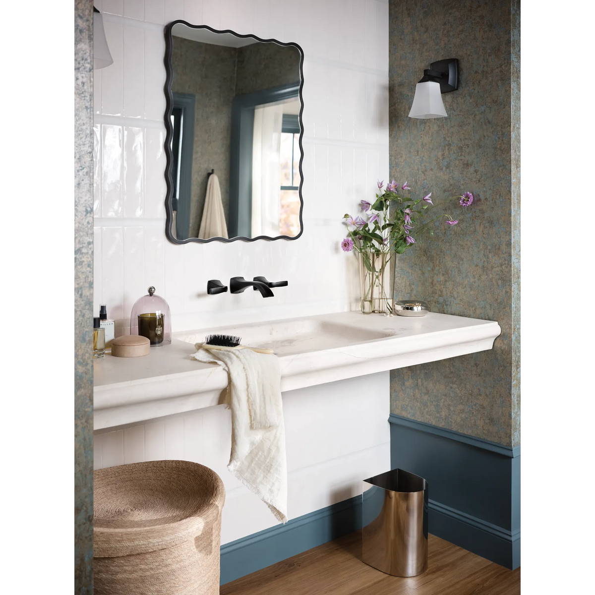 Moen Voss Two-Handle Wall Mount Bathroom Faucet T6906 in Matte Black (T6906BL) - view 2
