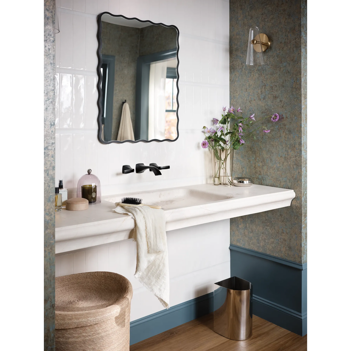 Moen Voss Two-Handle Wall Mount Bathroom Faucet T6906 in Matte Black (T6906BL) - view 4