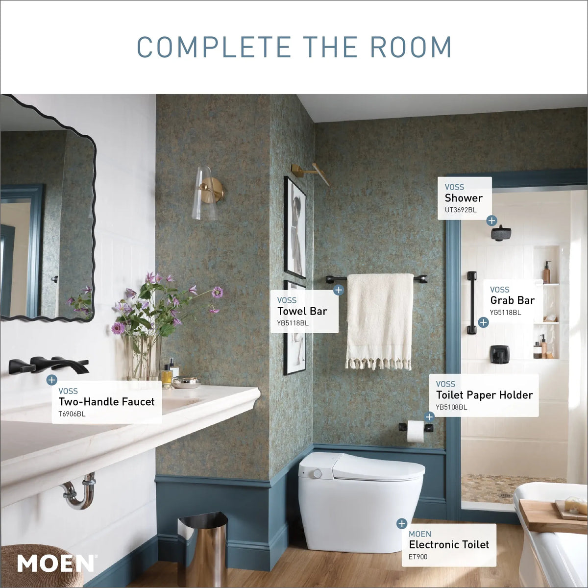 Moen Voss 18" Designer Grab Bar YG5118 in Matte Black (YG5118BL) - view 3