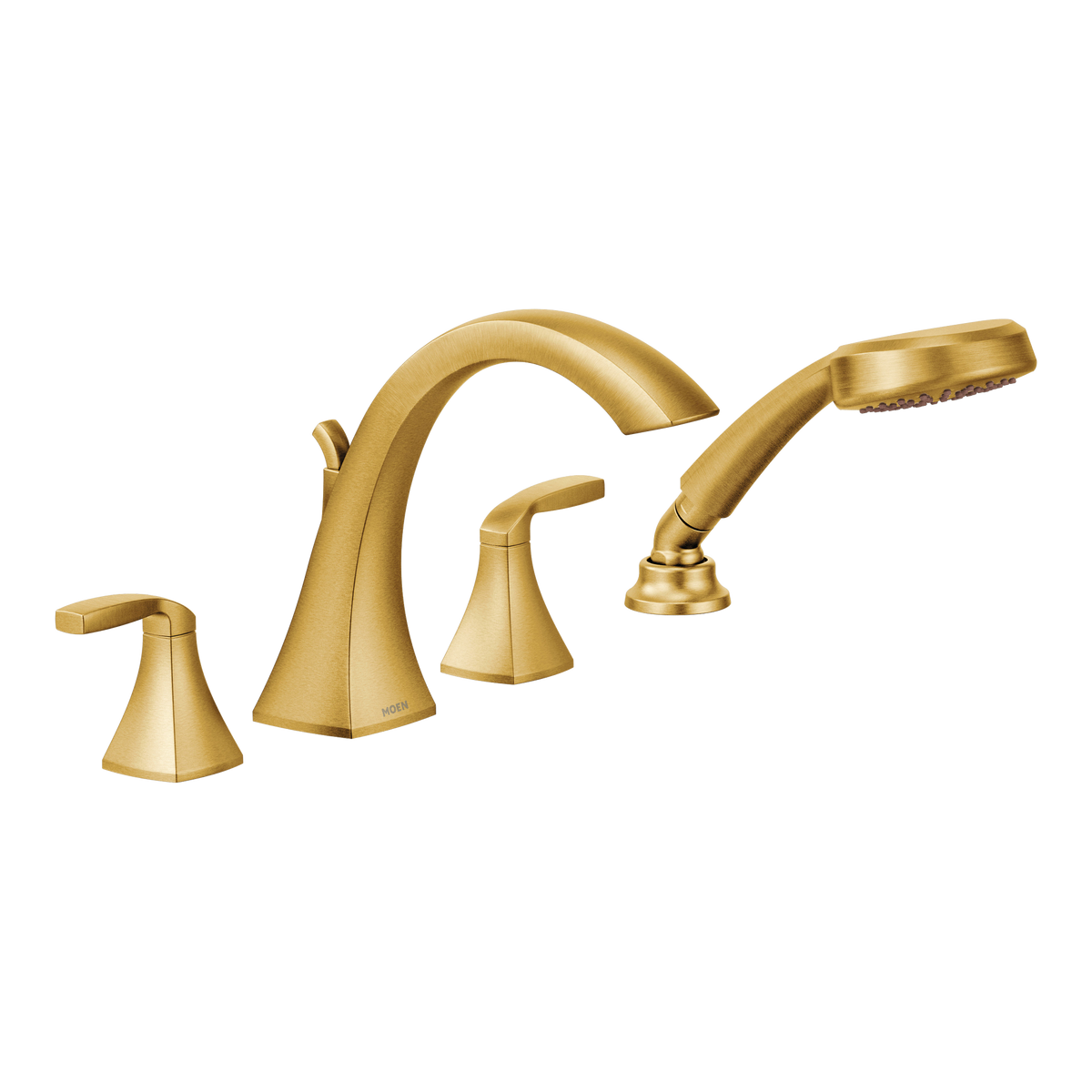 Moen Voss Two-Handle High-Arc Roman Tub Faucet With Hand Shower T694 in Brushed Gold (T694BG)