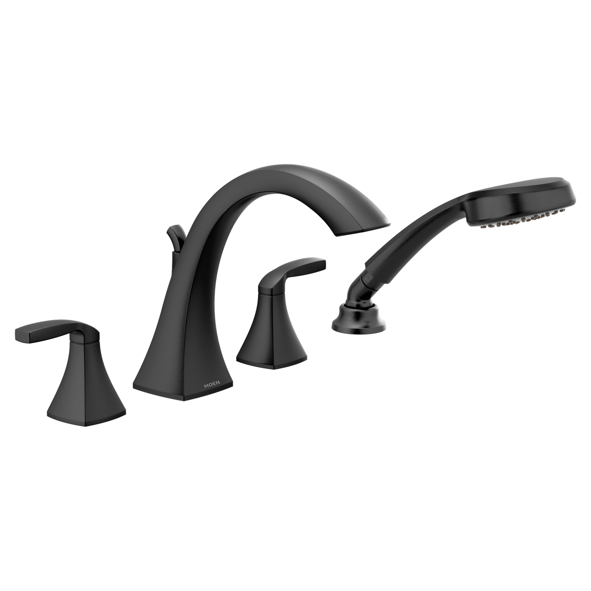 Moen Voss Two-Handle High-Arc Roman Tub Faucet With Hand Shower T694 in Matte Black (T694BL)