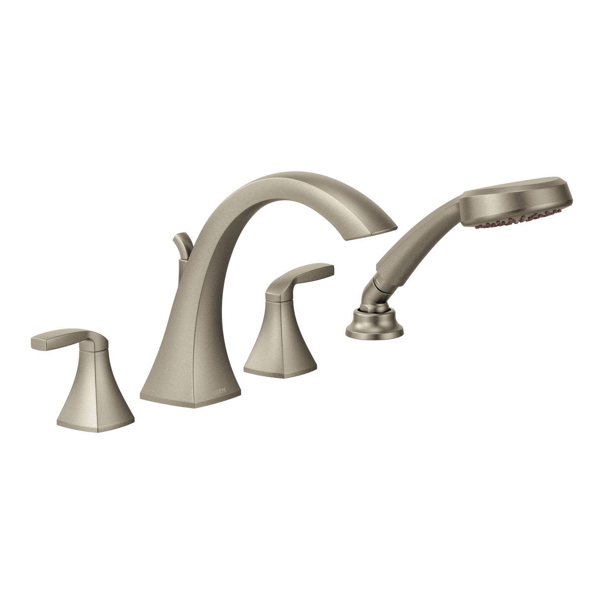 Moen Voss Two-Handle High-Arc Roman Tub Faucet With Hand Shower T694 in Brushed Nickel (T694BN)