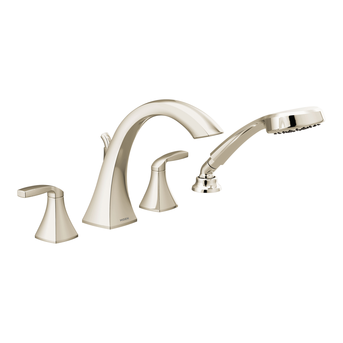 Moen Voss Two-Handle High-Arc Roman Tub Faucet With Hand Shower T694 in Polished Nickel (T694NL)