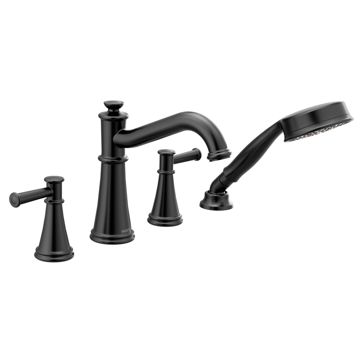 Moen Belfield Two-Handle Diverter Roman Tub Faucet With Hand Shower T9024 in Matte Black (T9024BL)