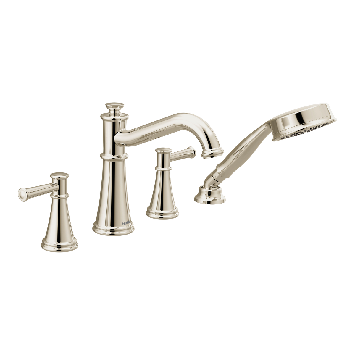 Moen Belfield Two-Handle Diverter Roman Tub Faucet With Hand Shower T9024 in Polished Nickel (T9024NL)