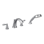 Moen Brantford Two-Handle Low-Arc Roman Tub Faucet With Hand Shower T924 in Chrome (T924)
