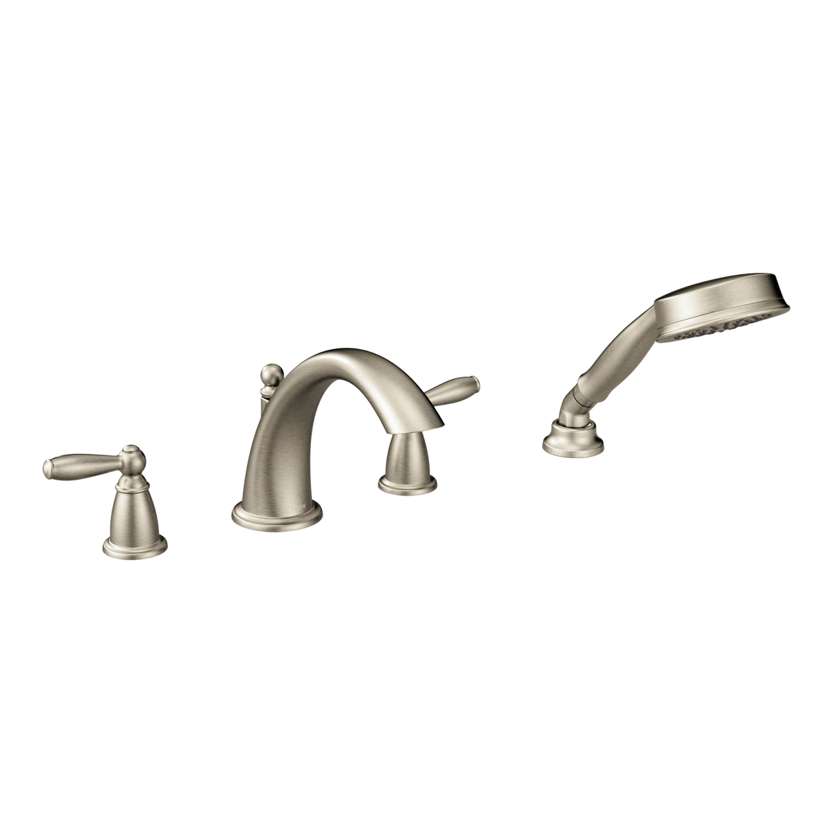 Moen Brantford Two-Handle Low-Arc Roman Tub Faucet With Hand Shower T924 in Brushed Nickel (T924BN)