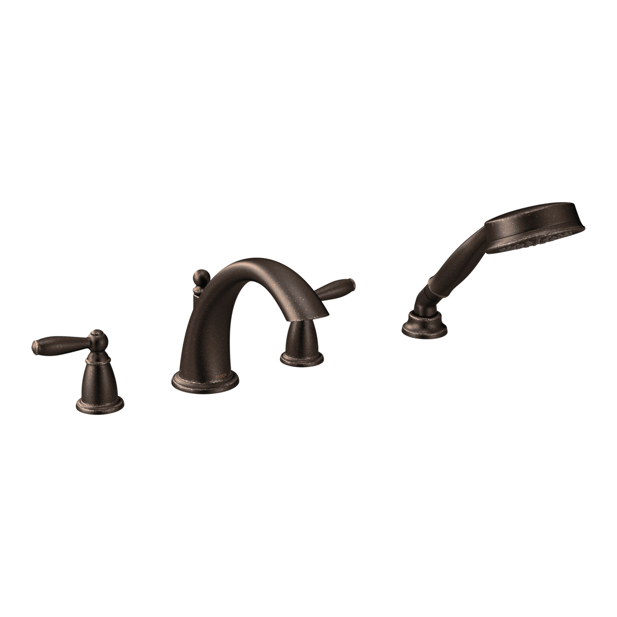 Moen Brantford Two-Handle Low-Arc Roman Tub Faucet With Hand Shower T924 in Oil Rubbed Bronze (T924ORB)