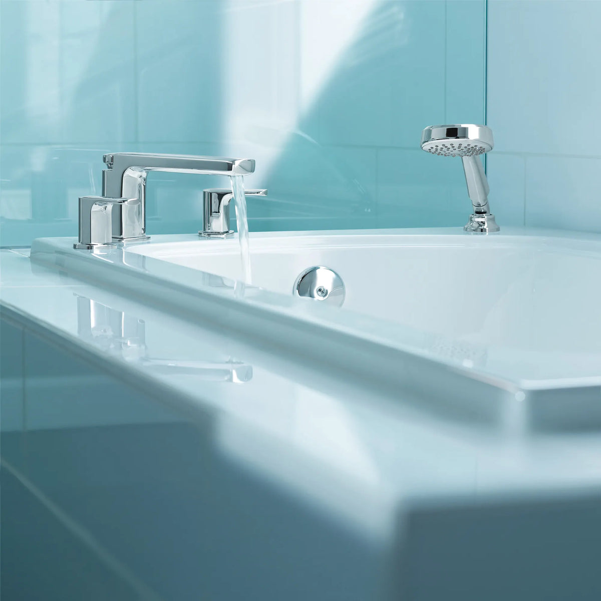 Moen Rizon Two-Handle Low-Arc Roman Tub Faucet With Hand Shower T936 in Chrome (T936) - view 4