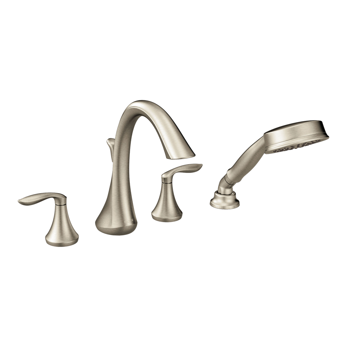 Moen Eva Two-Handle High-Arc Roman Tub Faucet With Hand Shower T944 in Brushed Nickel (T944BN)
