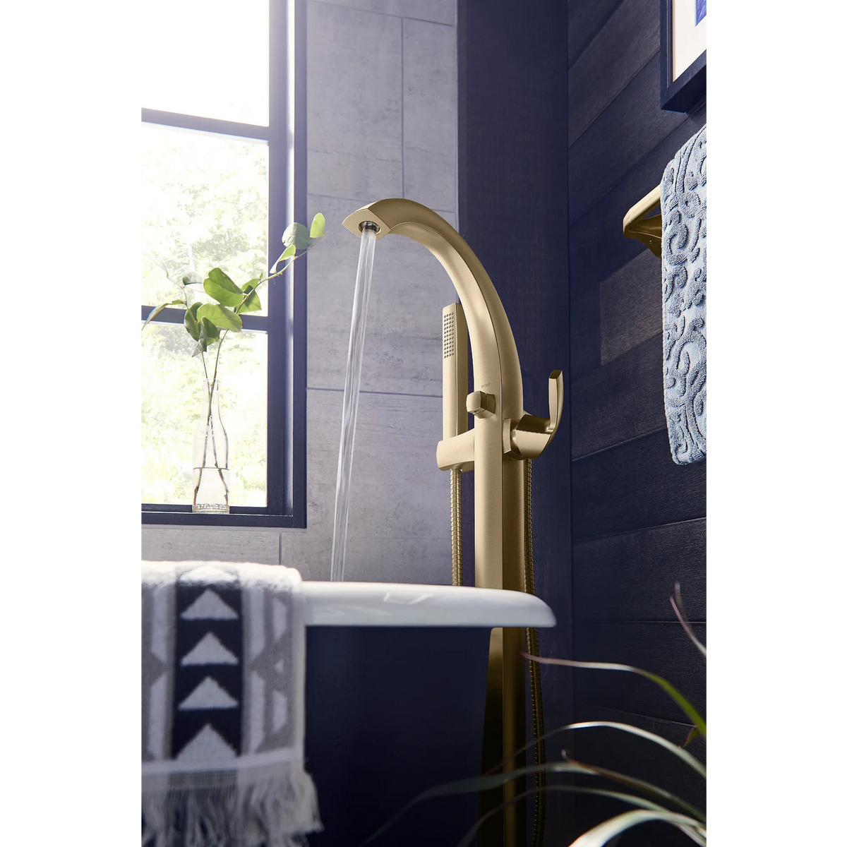 Moen Voss Single-Handle Tub Filler With Hand Shower 695 in Brushed Gold (695BG) - view 3