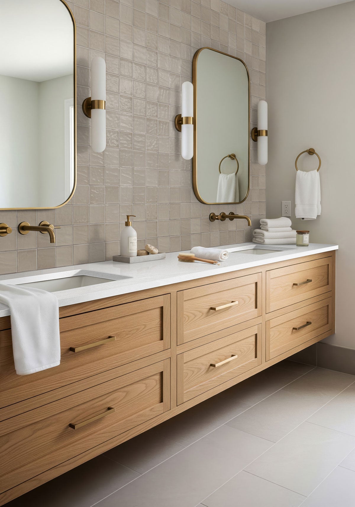 MSI Terranello Dune 4 x 4 Glossy Ceramic tile (NTERDUN4X4G) – MSI room scene (bathroom)