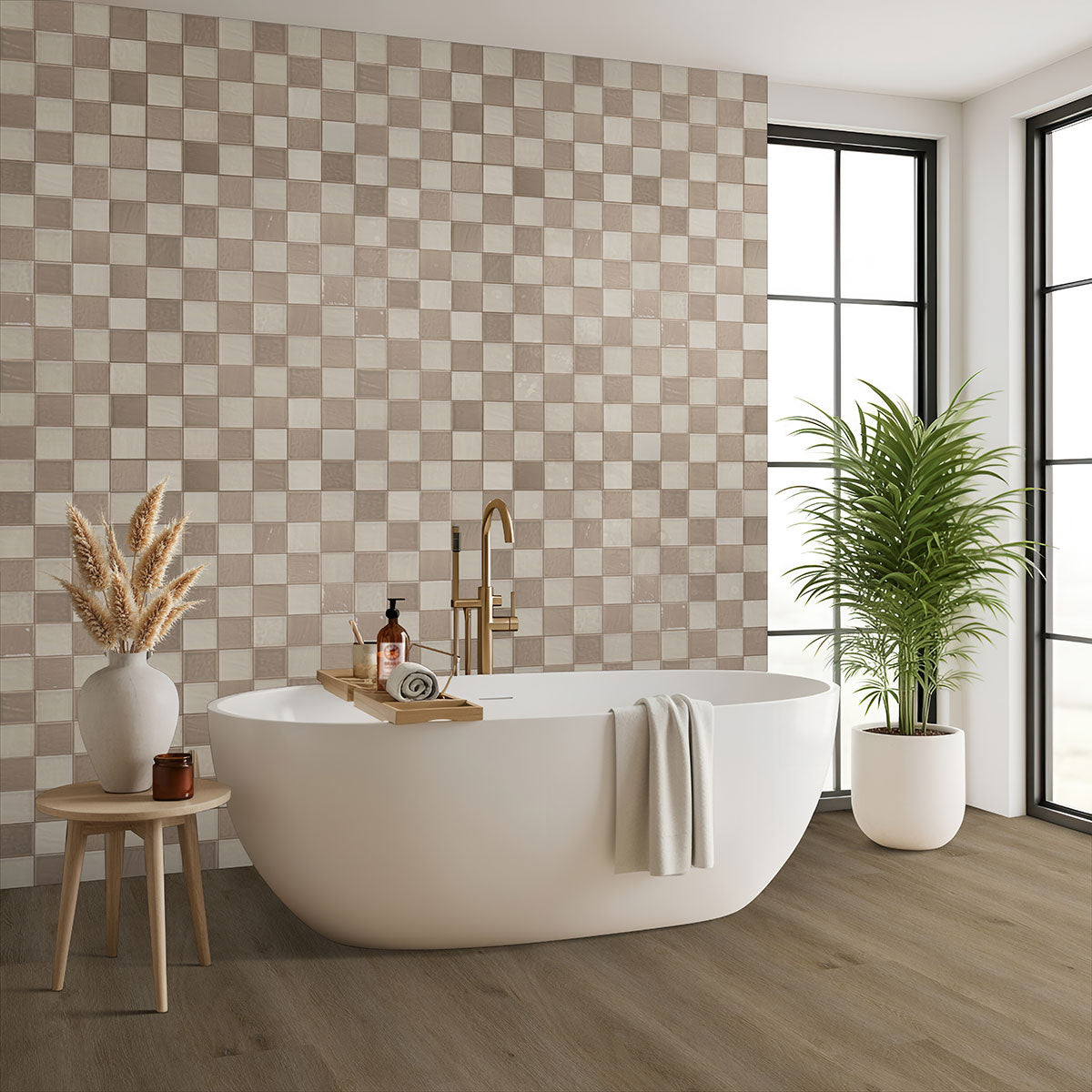 MSI Terranello Umber 4 x 4 Glossy Ceramic tile (NTERUMB4X4G) – MSI room scene (bathroom)