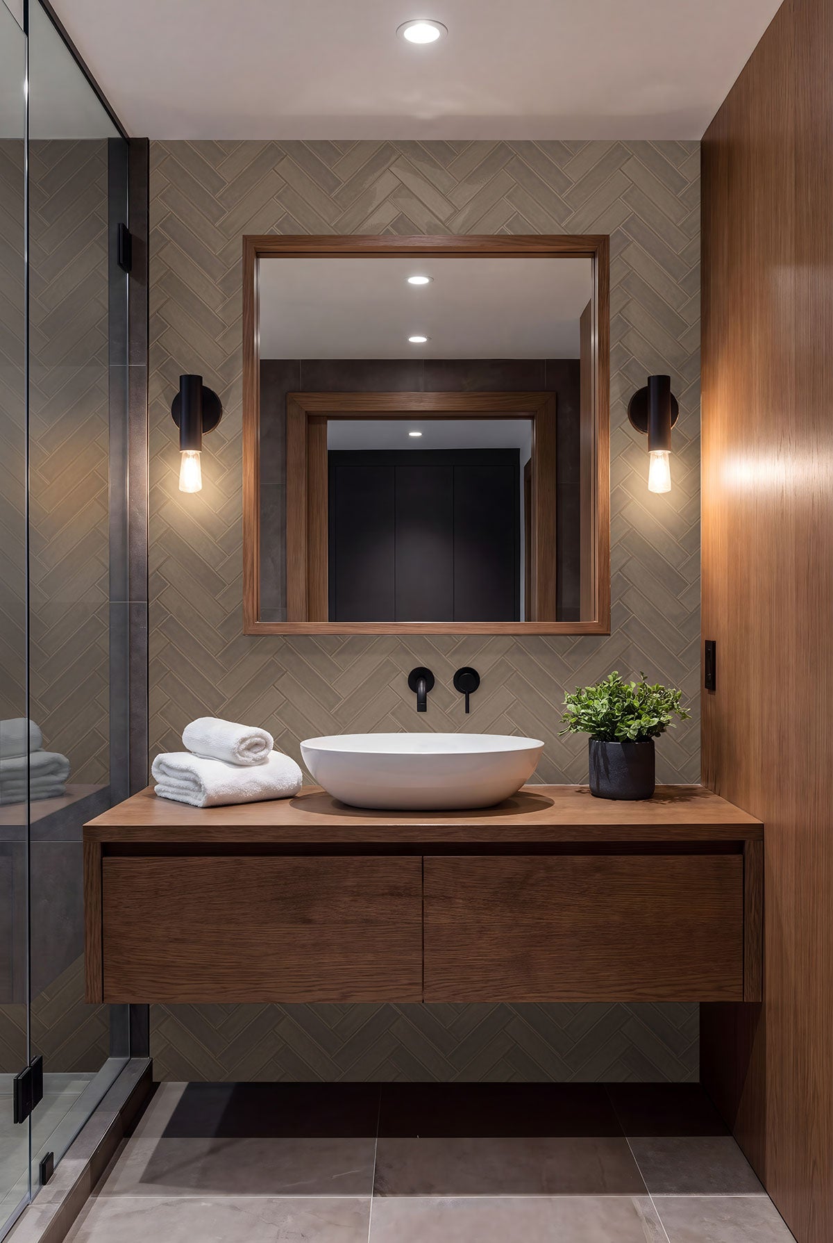 MSI Terranello Umber 4 x 4 Glossy Ceramic tile (NTERUMB4X4G) – MSI room scene (bathroom)