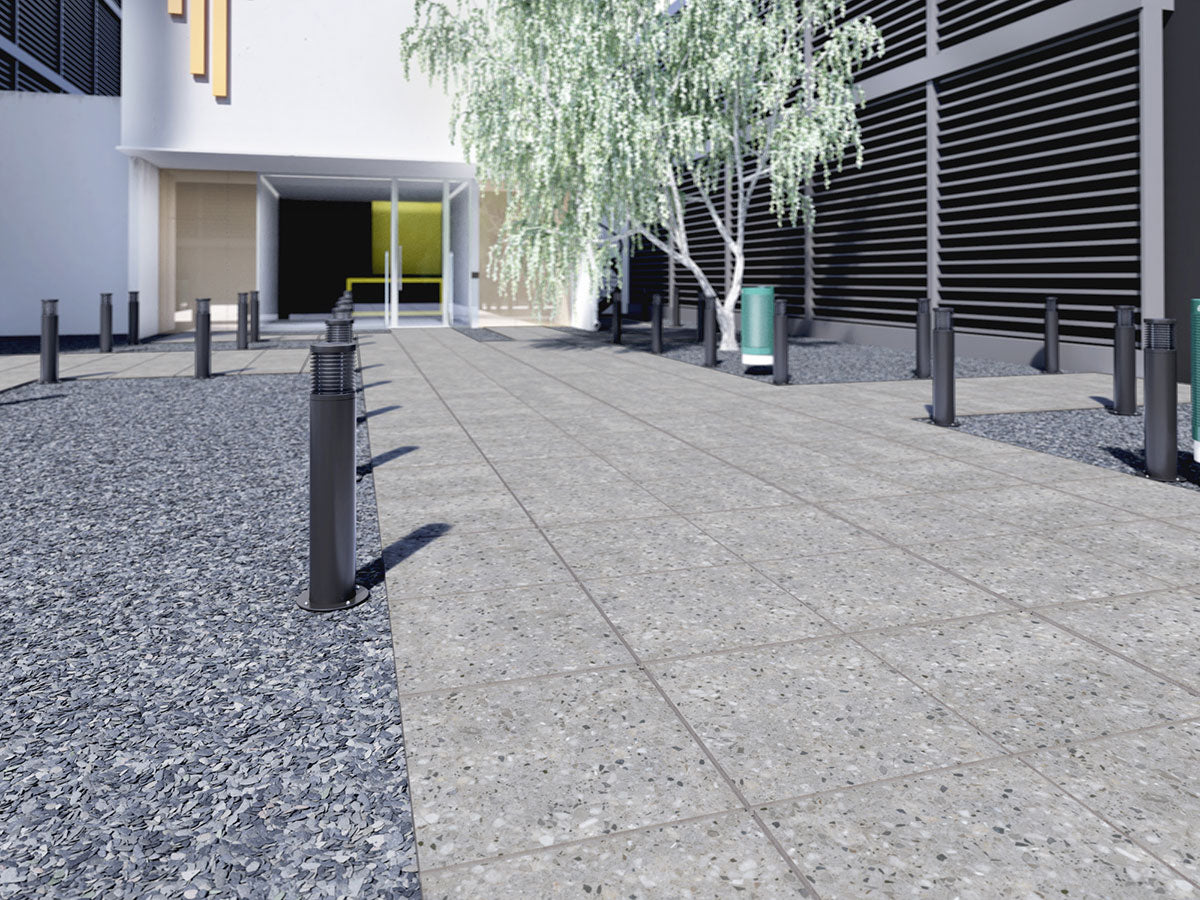 MSI Terrazo Gris 13 x 24 Matte Porcelain pool coping (LCOPNTERGRI1324) – MSI room scene