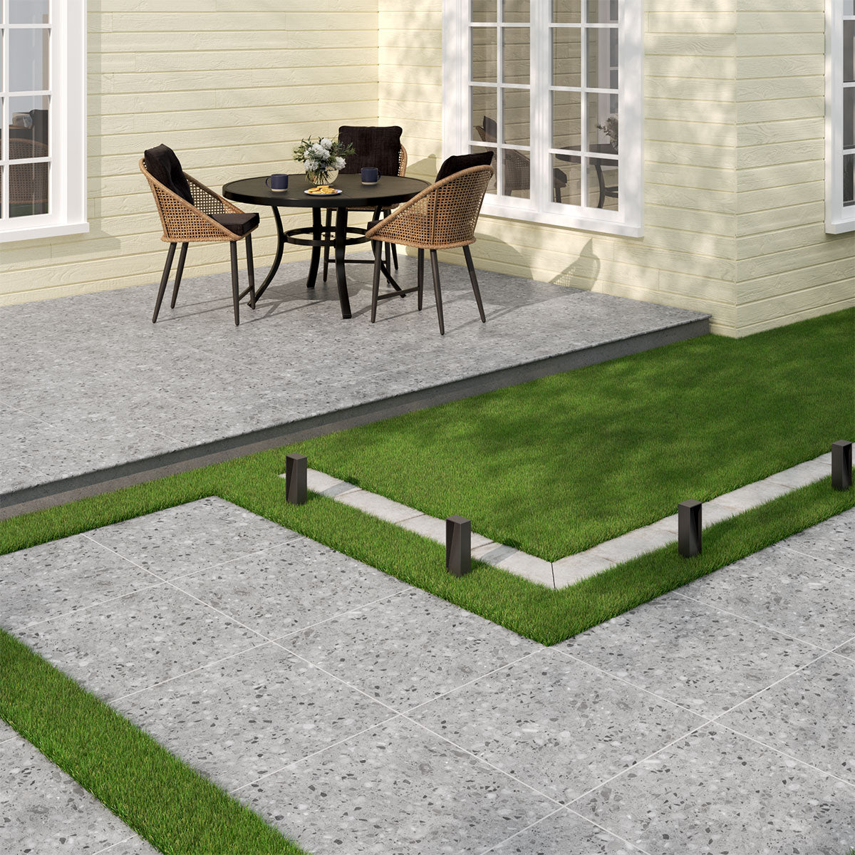 MSI Terrazo Gris 13 x 24 Matte Porcelain pool coping (LCOPNTERGRI1324) – MSI room scene