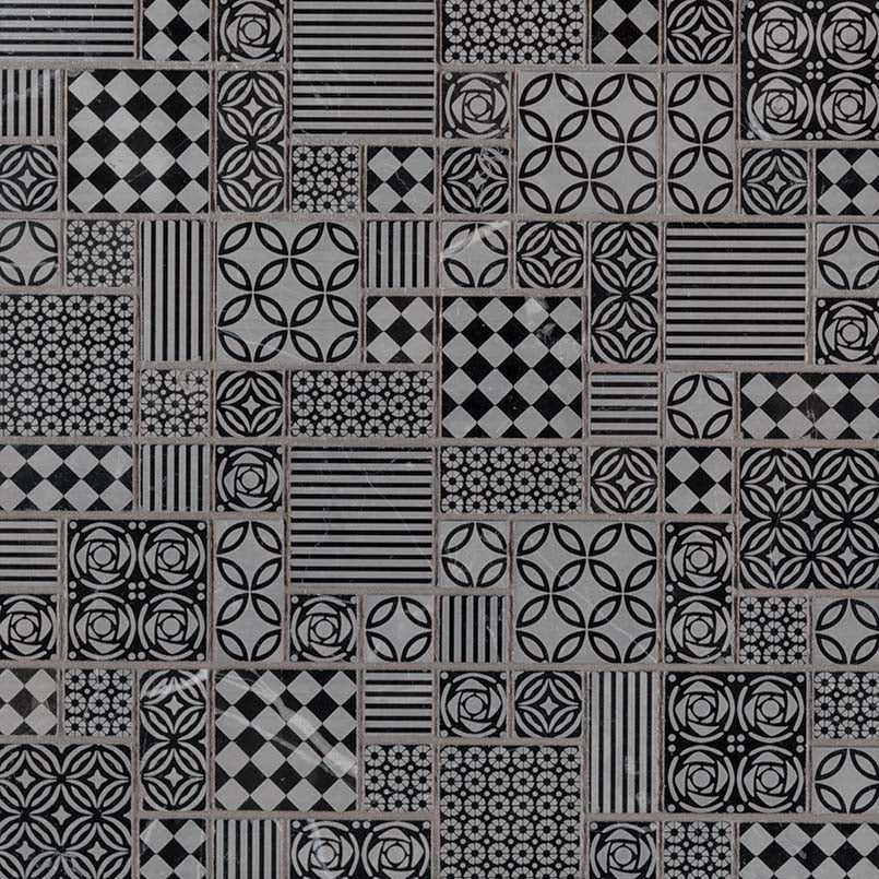 MSI Tetris Nero Polished Marble mosaic (SMOT-TETNERO-10MM) – MSI product image