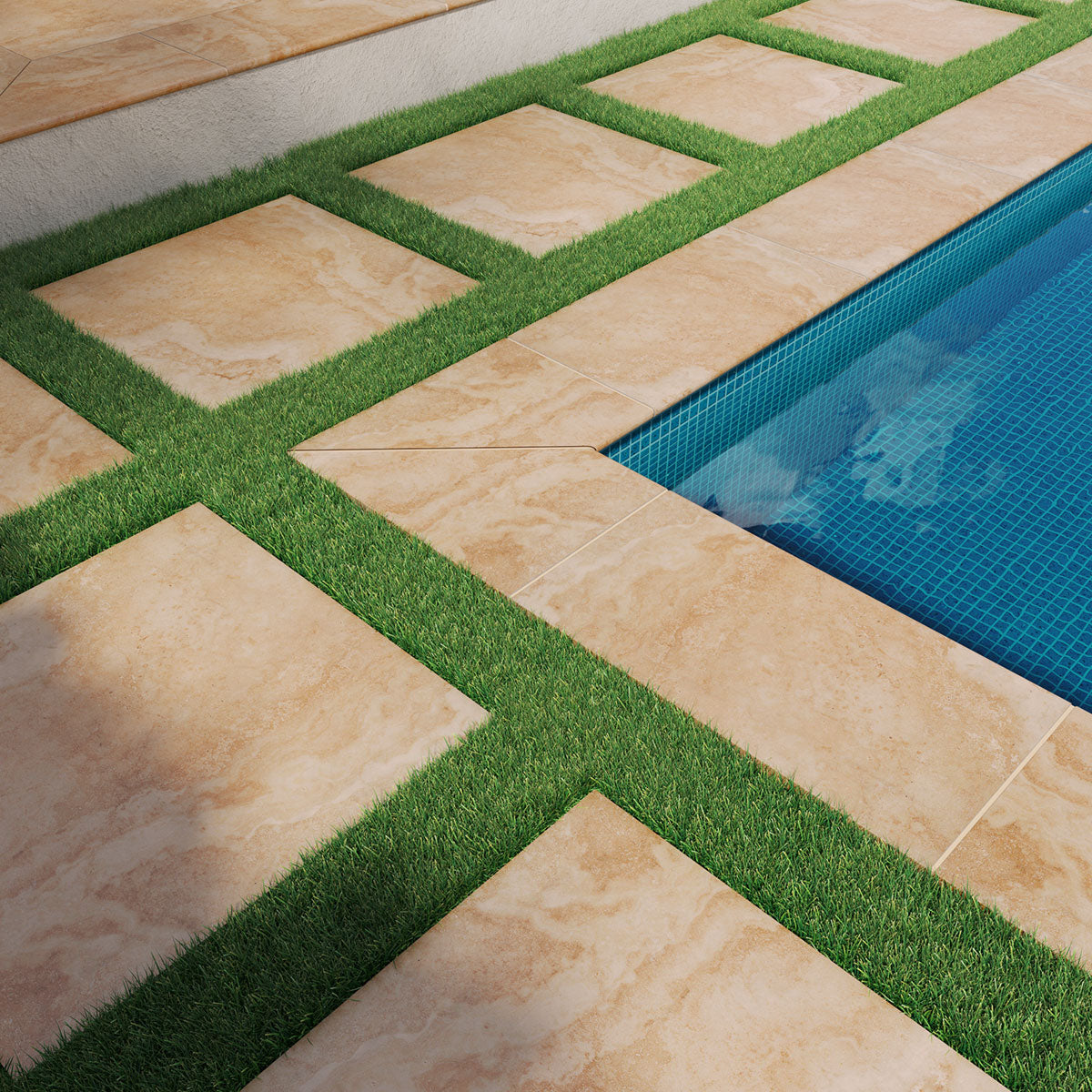 MSI Tierra Beige 13 x 24 Matte Porcelain pool coping (LCOPNTIEBEI1324) – MSI room scene