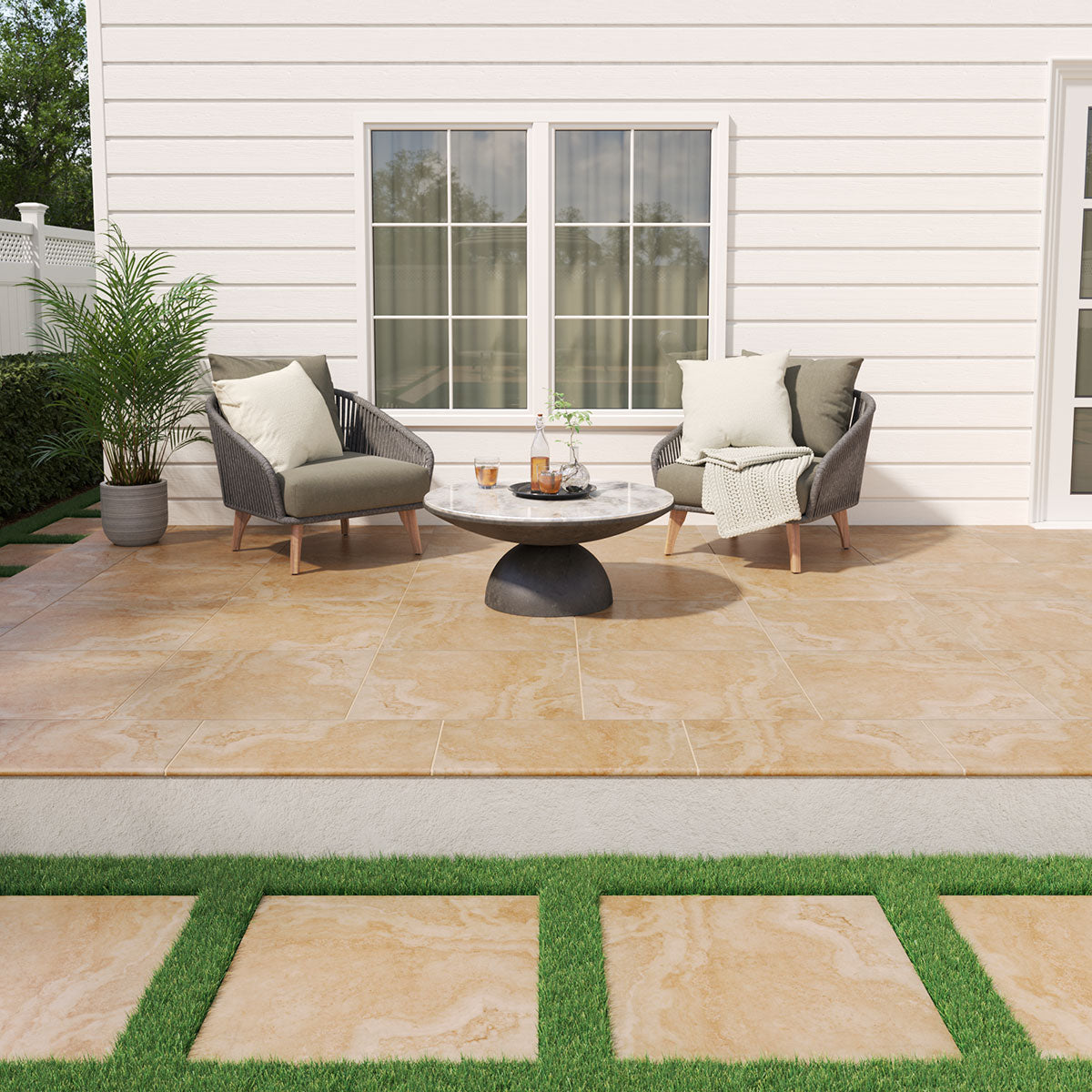 MSI Tierra Beige 13 x 24 Matte Porcelain pool coping (LCOPNTIEBEI1324) – MSI room scene