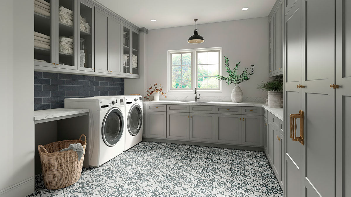MSI Trastevere 8 x 8 Matte Porcelain tile (NWGTRA8X8) – MSI room scene (laundry room)
