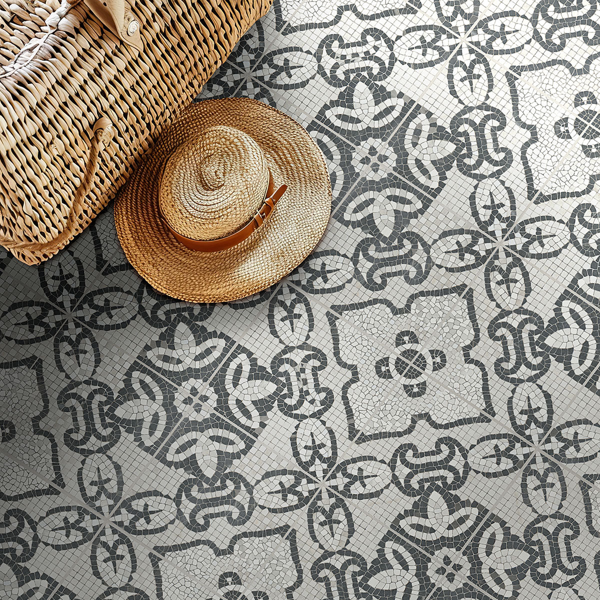 MSI Trastevere 8 x 8 Matte Porcelain tile (NWGTRA8X8) – MSI room scene (living room)