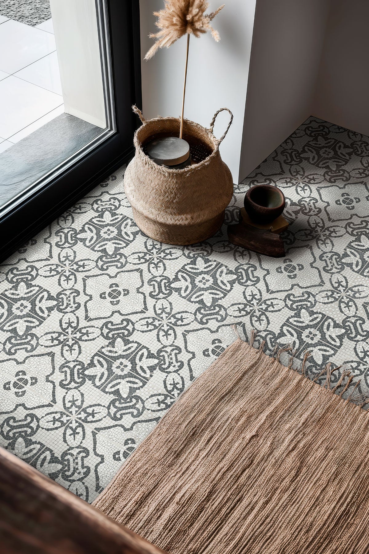 MSI Trastevere 8 x 8 Matte Porcelain tile (NWGTRA8X8) – MSI room scene (living room)