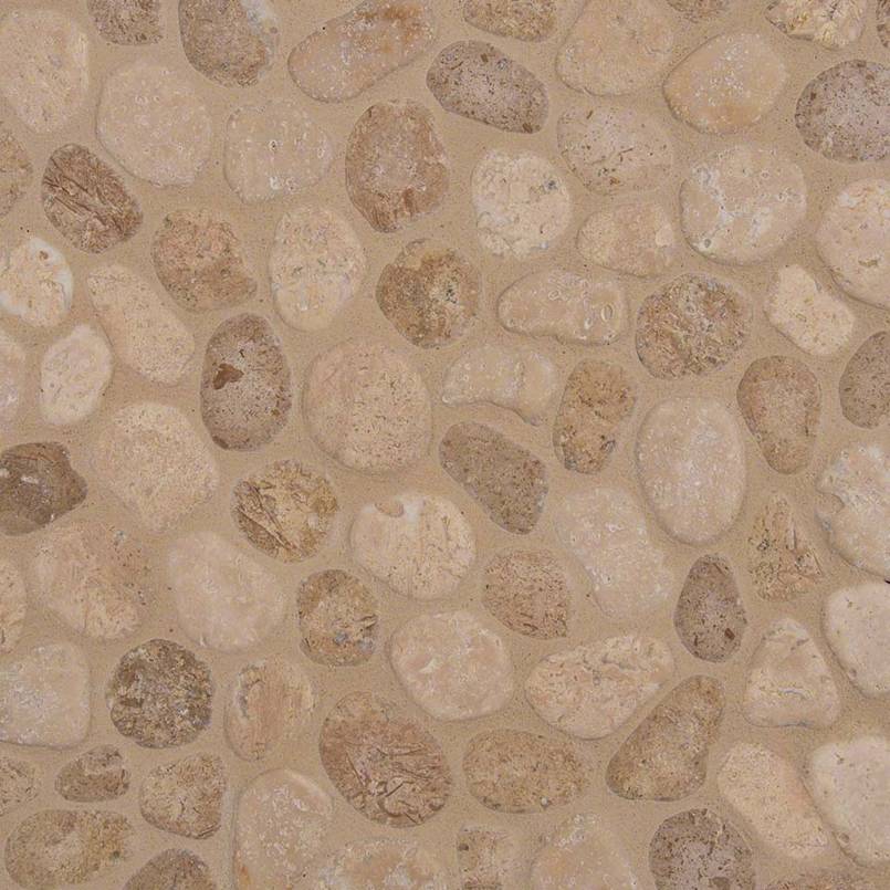 MSI Travertine Blend Pebbles Tumbled Travertine mosaic (SMOT-PEB-TRAVBLND) – MSI product image