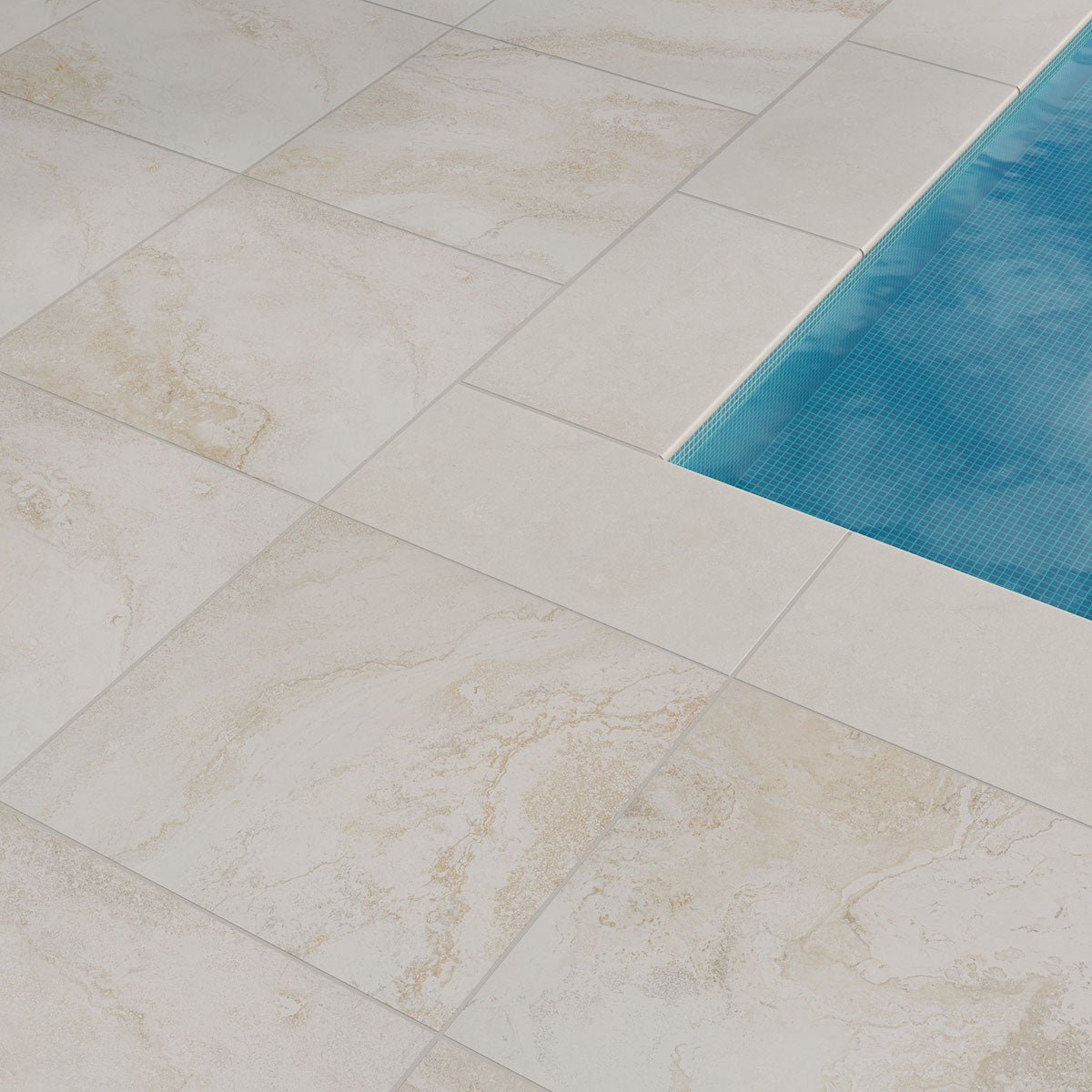 MSI Living Style Travertino 18 x 36 Matte Porcelain paver (LPAVNLIVTRA1836) – MSI room scene