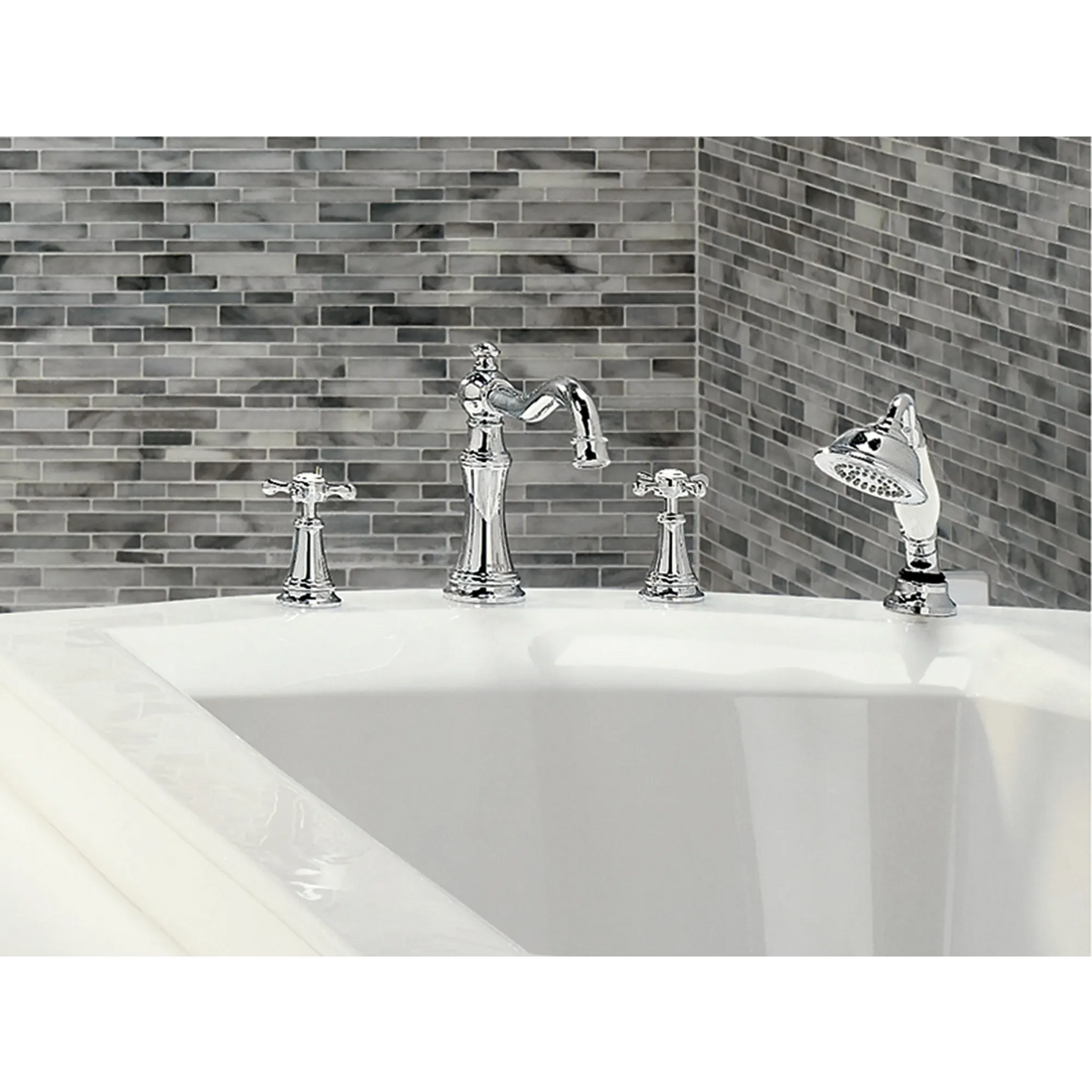 Moen Weymouth Two-Handle High-Arc Roman Tub Faucet TS22103 in Chrome (TS22103) - view 2
