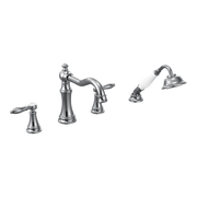 Moen Weymouth Two-Handle Diverter Roman Tub Faucet With Hand Shower TS21104 in Chrome (TS21104)
