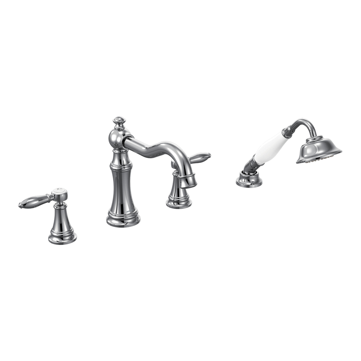 Moen Weymouth Two-Handle Diverter Roman Tub Faucet With Hand Shower TS21104 in Chrome (TS21104)