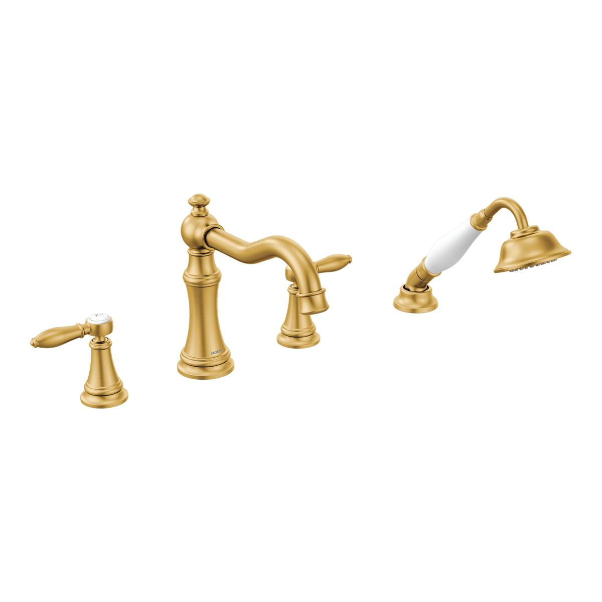 Moen Weymouth Two-Handle Diverter Roman Tub Faucet With Hand Shower TS21104 in Brushed Gold (TS21104BG)