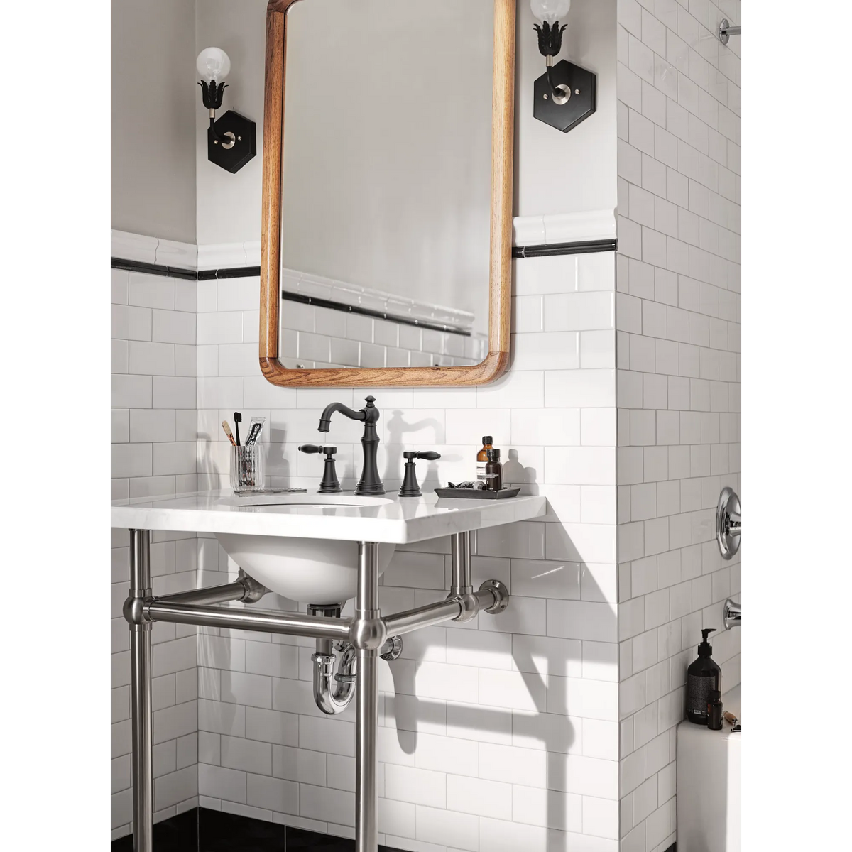 Moen Weymouth Two-Handle High-Arc Bathroom Faucet TS42108 in Matte Black (TS42108BL) - view 3