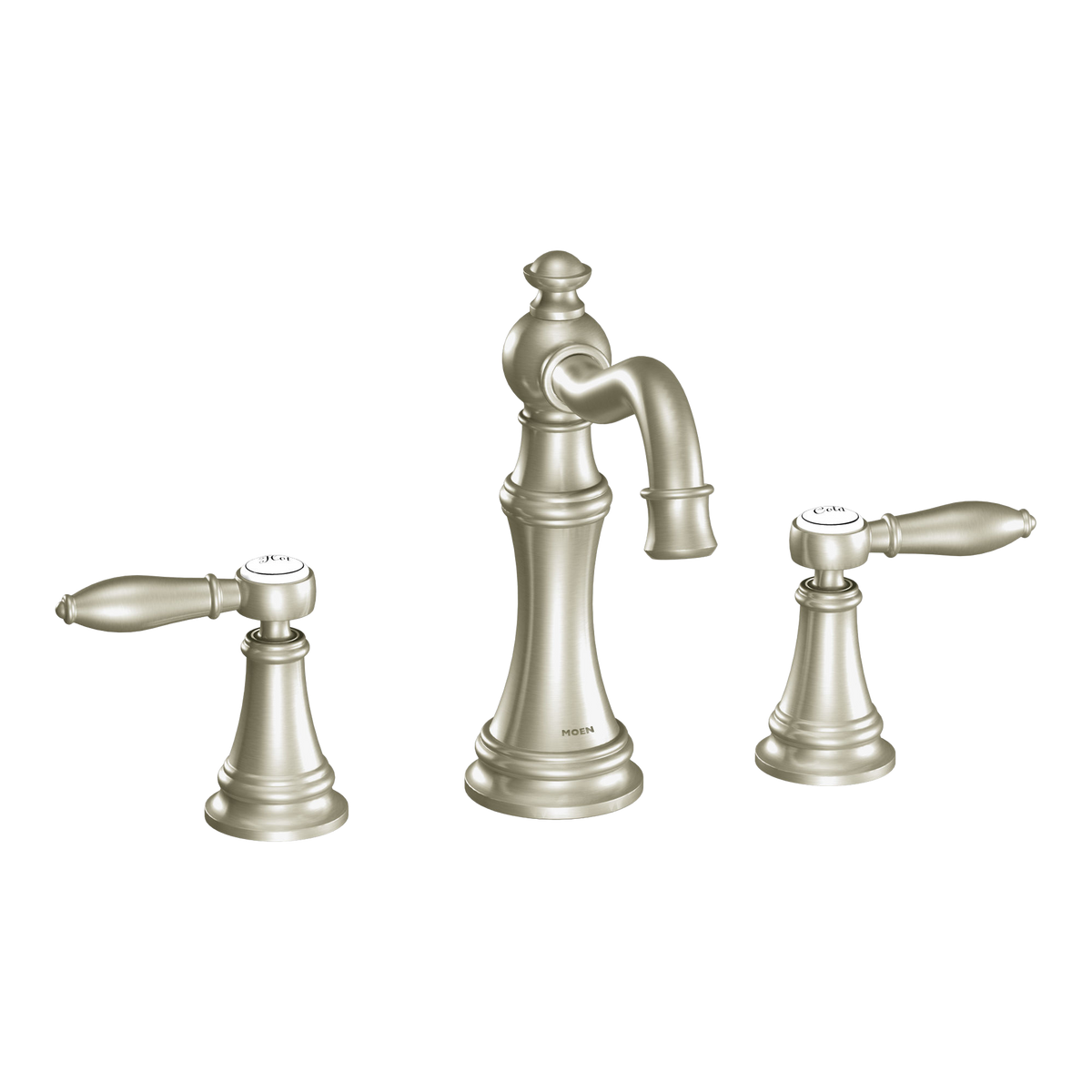 Moen Weymouth Two-Handle High-Arc Bathroom Faucet TS42108 in Brushed Nickel (TS42108BN)