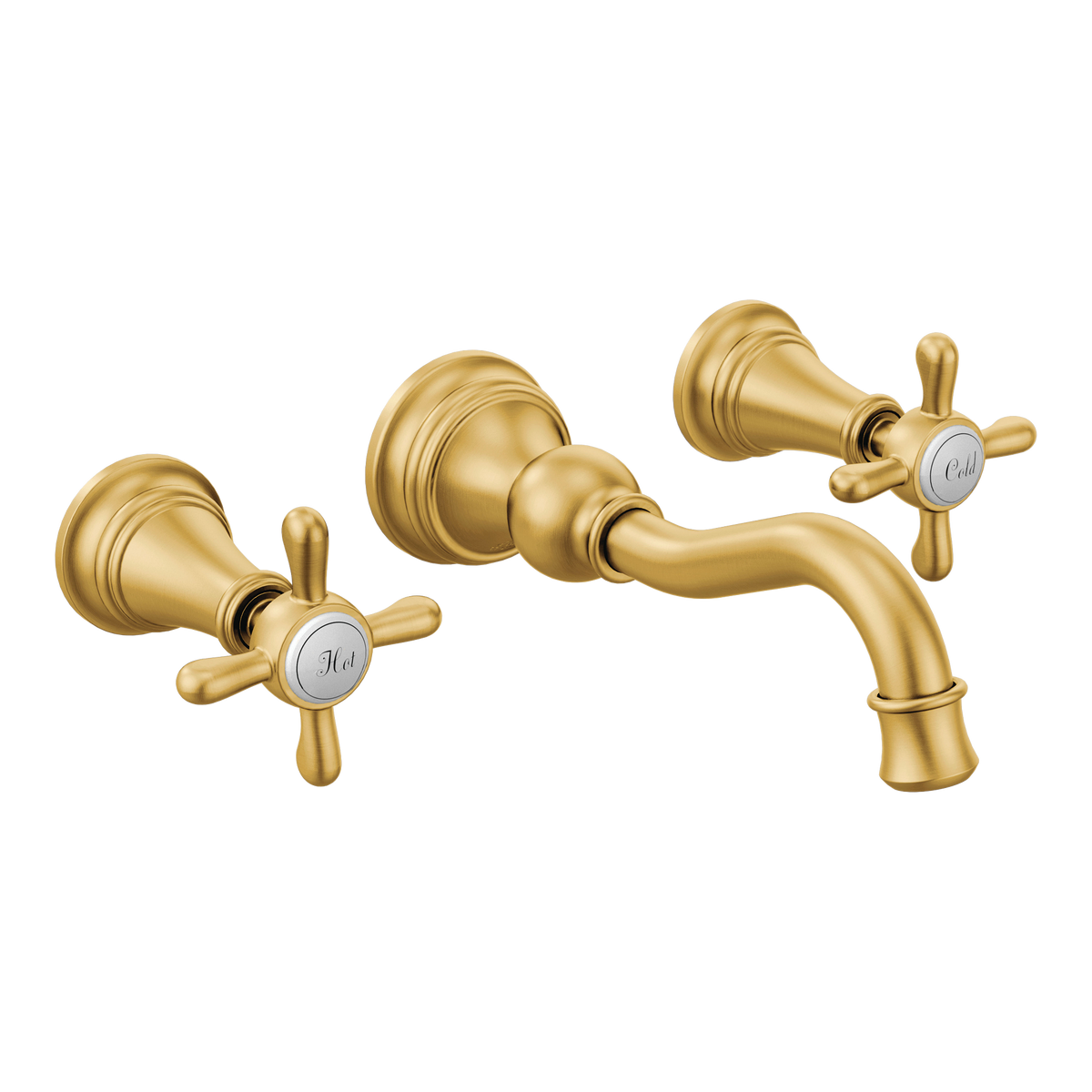 Moen Weymouth Two-Handle High-Arc Wall Mount Bathroom Faucet TS42112 in Brushed Gold (TS42112BG)