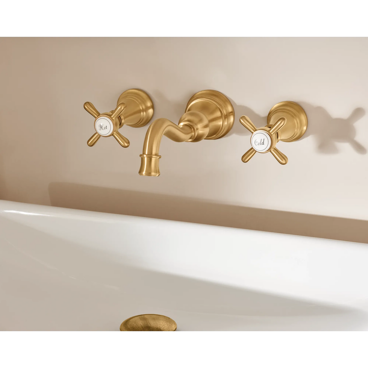 Moen Weymouth Two-Handle High-Arc Wall Mount Bathroom Faucet TS42112 in Brushed Gold (TS42112BG) - view 4