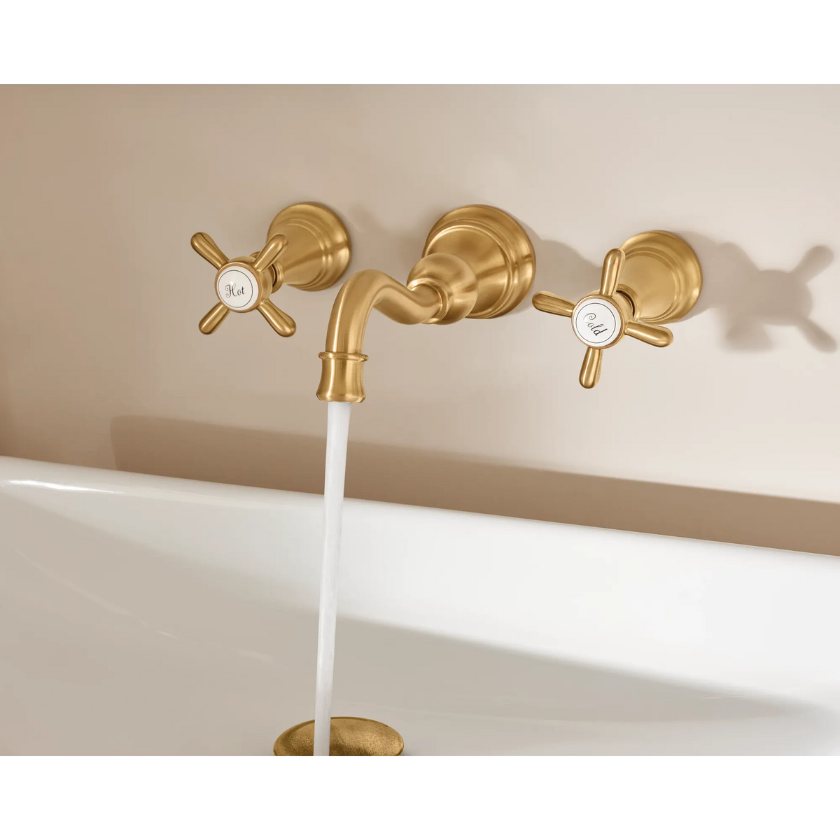 Moen Weymouth Two-Handle High-Arc Wall Mount Bathroom Faucet TS42112 in Brushed Gold (TS42112BG) - view 6