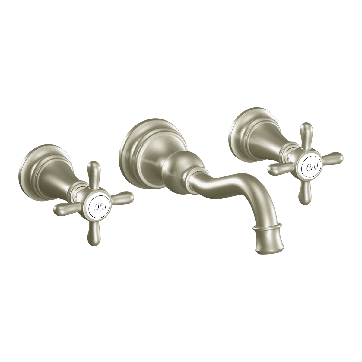Moen Weymouth Two-Handle High-Arc Wall Mount Bathroom Faucet TS42112 in Brushed Nickel (TS42112BN)