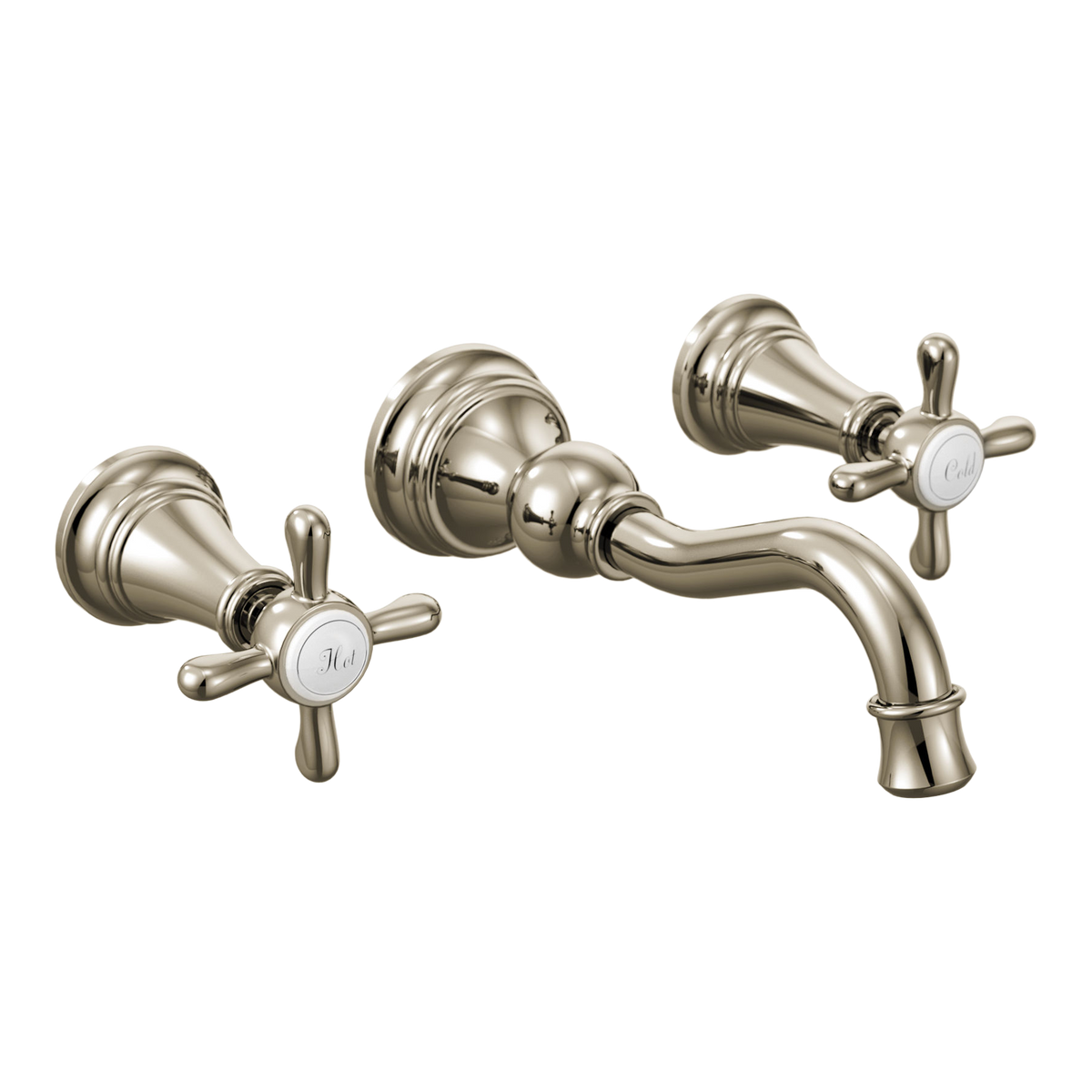 Moen Weymouth Two-Handle High-Arc Wall Mount Bathroom Faucet TS42112 in Polished Nickel (TS42112NL)