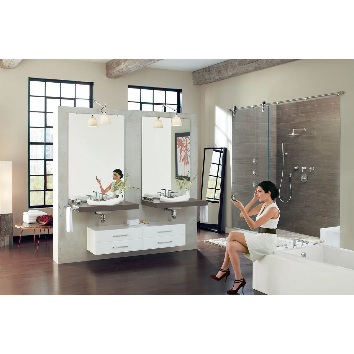 Moen Arris Two-Handle Diverter Roman Tub Faucet With Hand Shower TS93004 in Chrome (TS93004) - view 2